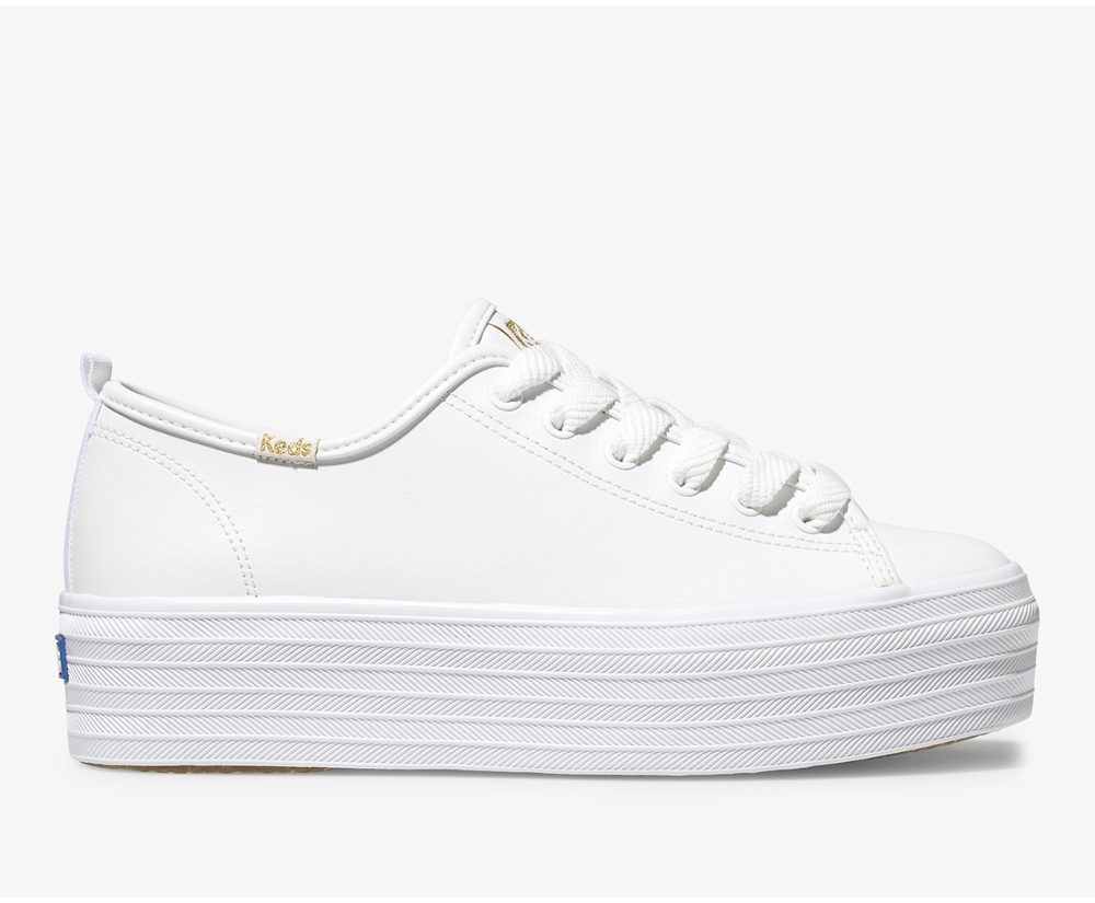 Tenis Keds Mujer Blancos - Triple Up Cuero - 1069-OKUSV